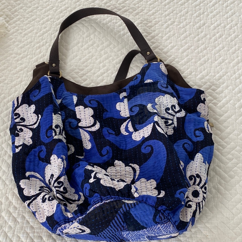 Sari Bari Floral Blue and Black  Bag